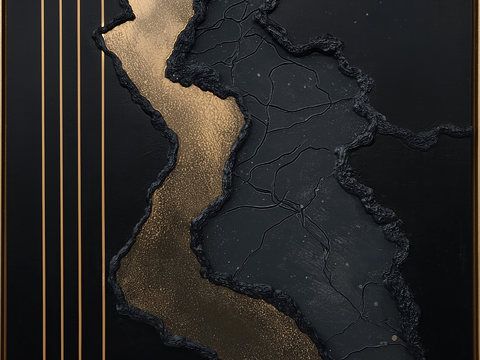  高清黑色现代简约画 