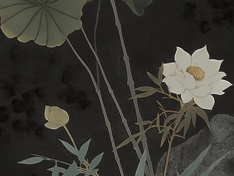  高清荷叶莲花挂画 