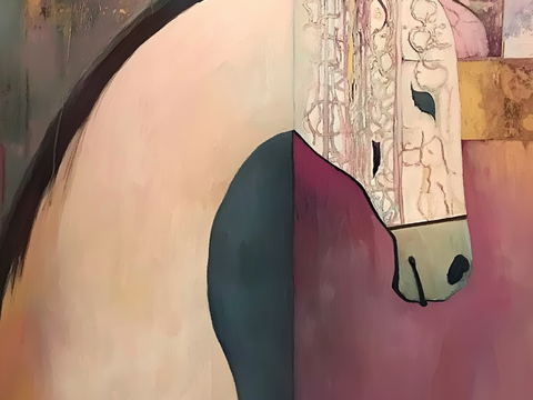 高清马儿中古风挂画