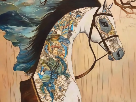 高清马儿中古风挂画