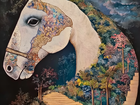 高清马儿中古风挂画