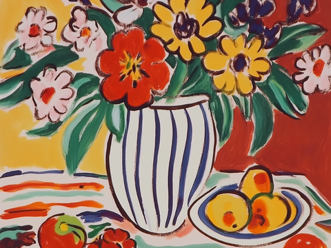  高清花瓶抽象油画 