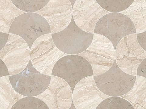  现代中古意式浅色石材拼花 银杏叶拼花 