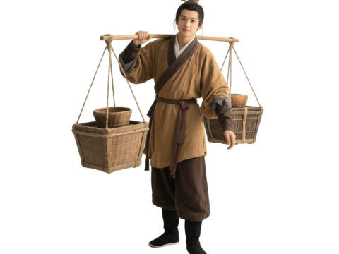  PS免抠古装人物 古代男子 古代货郎 古装没卖货郎 古代小商 