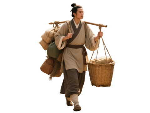  PS免抠古装人物 古代男子 古代货郎 古装没卖货郎 古代小商 