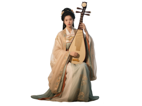  PS免抠古装女子 宫廷乐师 古装乐师 古装弹琵琶 影视剧角色 