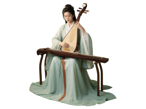  PS免抠古装女子 宫廷乐师 古装乐师 古装弹琵琶 影视剧角色 