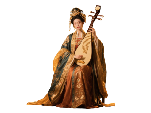  PS免抠古装女子 宫廷乐师 古装乐师 古装弹琵琶 影视剧角色 