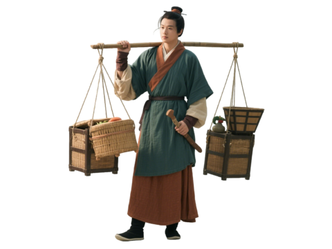  PS免抠古装人物 古代男子 古代货郎 古装没卖货郎 古代小商 