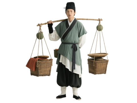  PS免抠古装人物 古代男子 古代货郎 古装没卖货郎 古代小商 