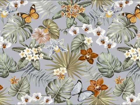  瓷砖植物花纹拼花 