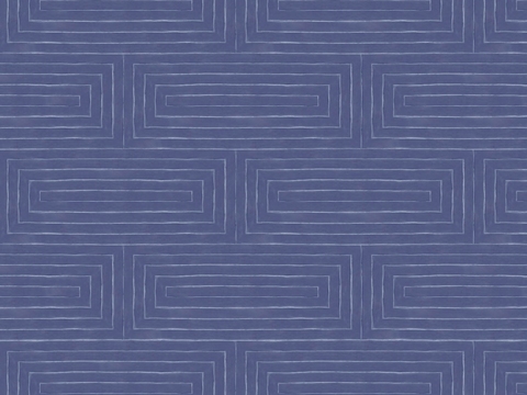 蓝色回字形条纹地毯