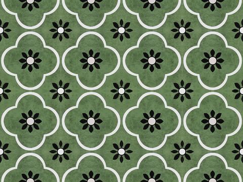 无缝绿色复古小花砖