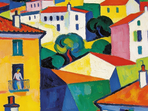  现代艺术挂画色彩画多巴胺彩绘 