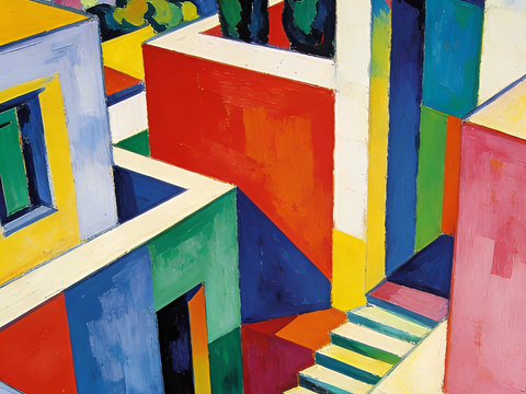  现代艺术挂画色彩画多巴胺彩绘 