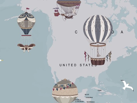 北欧现代壁画 儿童卧室壁纸贴图