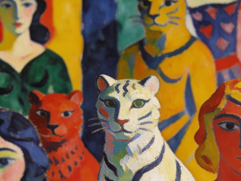  现代艺术挂画色彩画多巴胺彩绘 