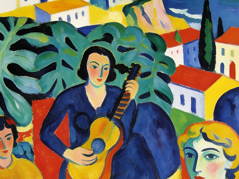  现代艺术挂画色彩画多巴胺彩绘 