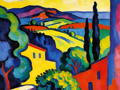  现代艺术挂画色彩画多巴胺彩绘 