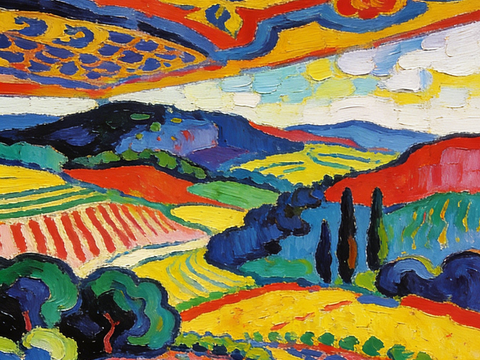  现代艺术挂画色彩画多巴胺彩绘 