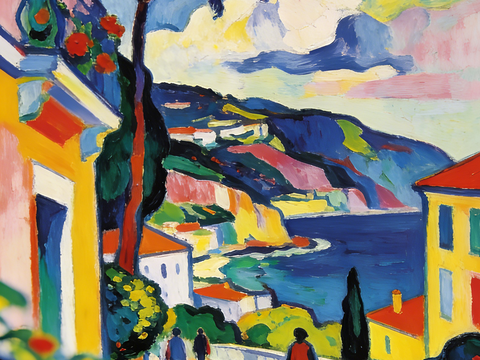  现代艺术挂画色彩画多巴胺彩绘 