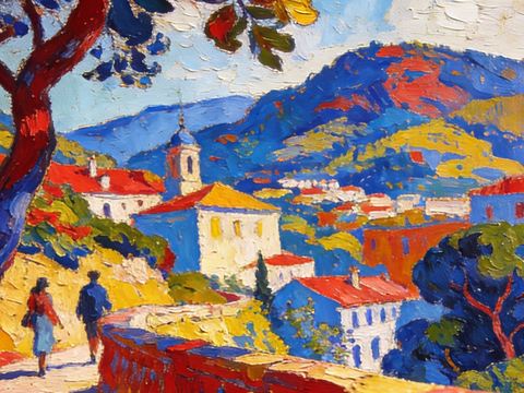  现代艺术挂画色彩画多巴胺彩绘 