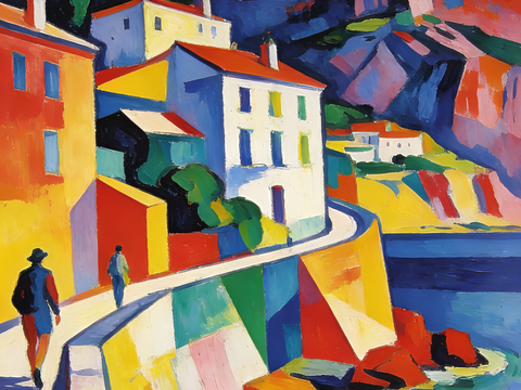  现代艺术挂画色彩画多巴胺彩绘 