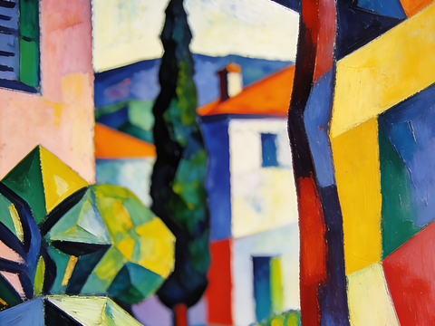  现代艺术挂画色彩画多巴胺彩绘 