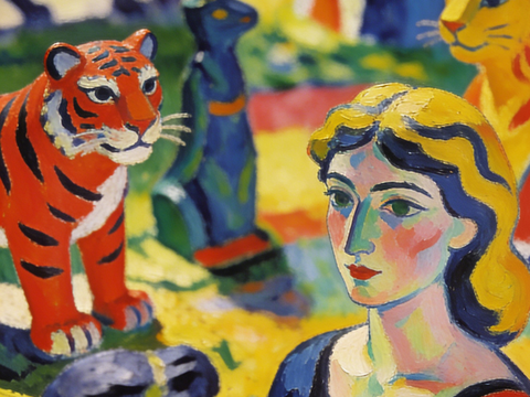  现代艺术挂画色彩画多巴胺彩绘 