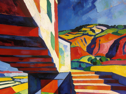  现代艺术挂画色彩画多巴胺彩绘 