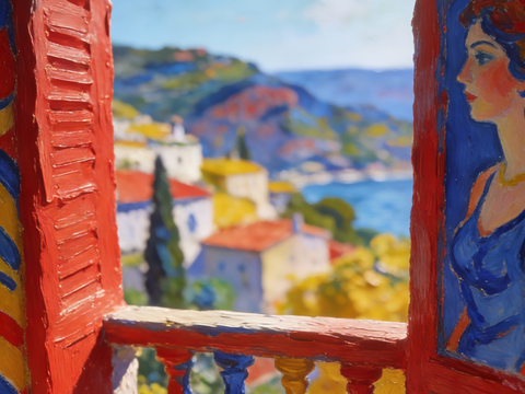  现代艺术挂画色彩画多巴胺彩绘 