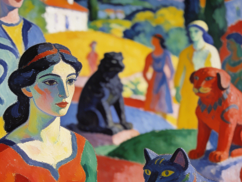  现代艺术挂画色彩画多巴胺彩绘 