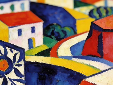  现代艺术挂画色彩画多巴胺彩绘 