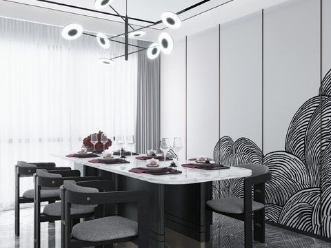 亚兰设计 新中式餐厅3d模型