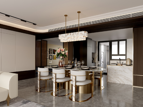 唐忠汉别墅 藏品级豪宅餐厅3d模型