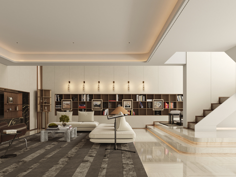 梁景华 绿城·义乌凤起潮鸣合别墅客厅3d模型