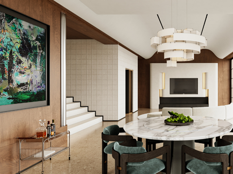 孙建亚 客餐厅 杭州绿城·溪径恒庐360㎡合院别墅3d模型