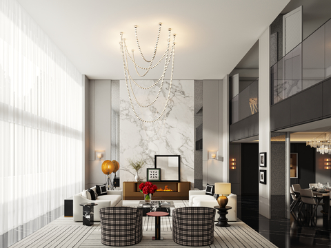 李益中 杭州建发 云启钱湾 别墅大厅3d模型