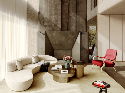 MDO 慢奢生活叠墅别墅客厅3d模型