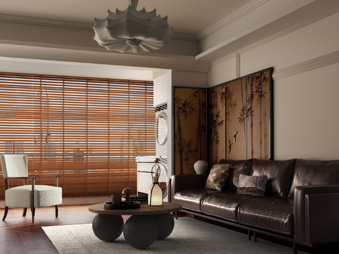  飞墨设计|原木风客厅3d模型 