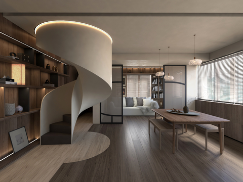  唐忠汉|现代客餐厅3d模型 