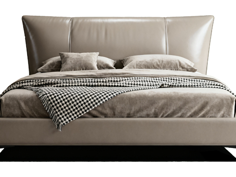 现代皮革软包双人床