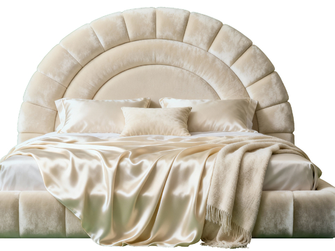 奶油风软包双人床