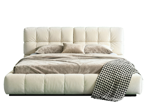 现代皮革软包双人床