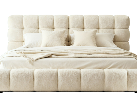 奶油风软包双人床