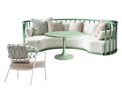 户外花园半圆卡座餐桌椅组合 外摆露台餐桌椅组合 室内半圆卡座