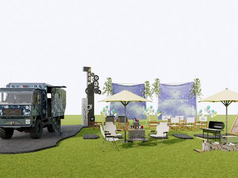  露营设备 户外桌椅 折叠椅su模型 