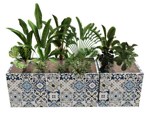  花坛 植物堆su模型 