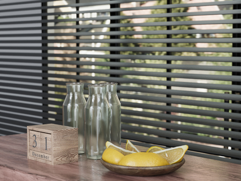  水果摆件 瓶子 日历 果盘 柚子su模型 