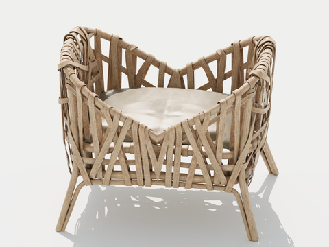  猫窝 藤编狗窝su模型 